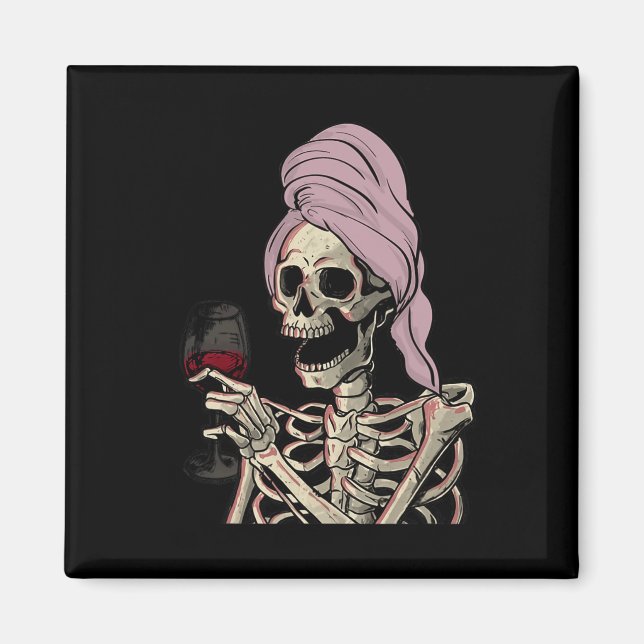 Halloween Theme Skeleton Wine Magnet (Front)