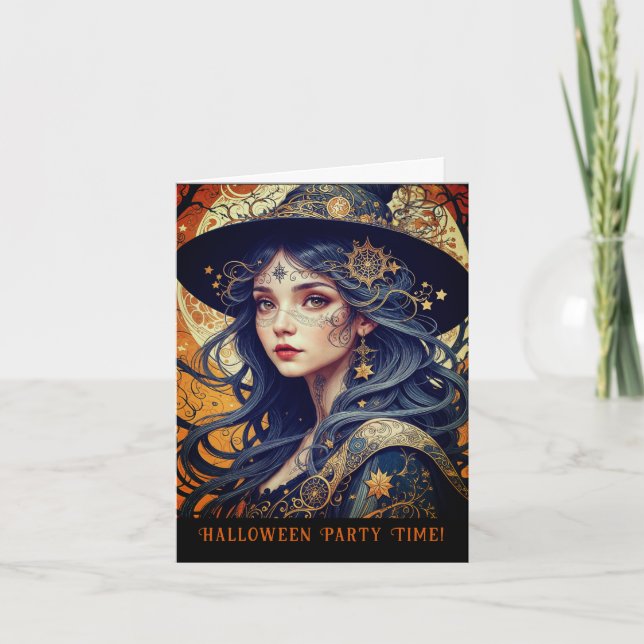 Halloween Theme Tattooed Witch Party Invitation (Front)