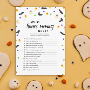 Halloween theme who knows mummy best shower game programme