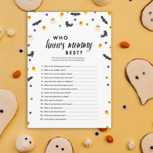 Halloween theme who knows mummy best shower game programme (Who knows mommy best - Halloween theme baby shower game)