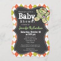 Halloween themed Argyle Baby Shower Invitation