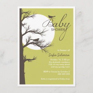 Halloween Themed Baby Shower Bird Tree Silhouette Invitation