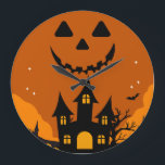 Halloween Themed Baby Shower gift Large Clock<br><div class="desc">Celebrate your little "boo" with this adorable Spooky & Sweet Baby Bat invitation! Perfect for parents expecting around Halloween or who just love the festive season. This design features a cute baby bat, a crescent moon, and a starry night sky. ✦ FULLY CUSTOMIZABLE - Change the text, fonts, colours, and...</div>