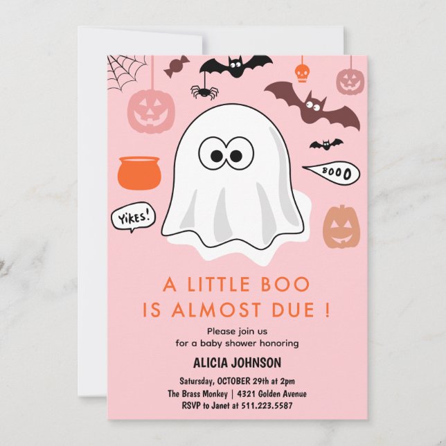 Halloween-themed Baby Shower invitation Ghost (Front)