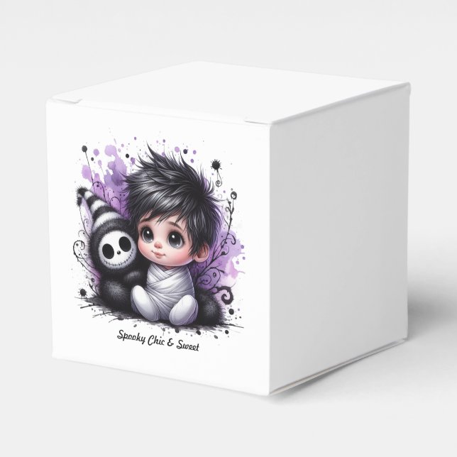 Halloween-themed Baby Shower – Purple Gothic Baby  Favour Box (Front Side)