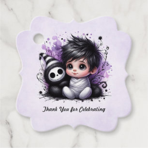 Halloween-themed Baby Shower – Purple Gothic Baby Favour Tags