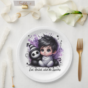 Halloween-themed Baby Shower – Purple Gothic Baby  Paper Plate