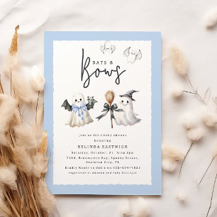 Halloween Themed Bats And Bows Baby Shower Party Invitation
