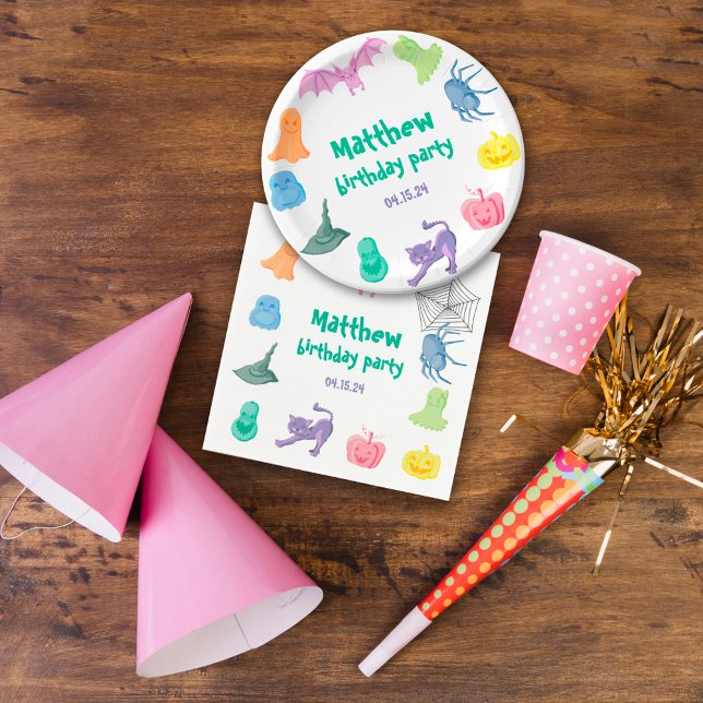 Halloween-themed birthday party Paper Plate Napkin (Halloween-themed birthday party Paper Plate Napkins
)