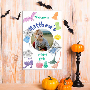 Halloween-themed Birthday party welcome poster