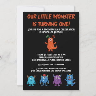 halloween themed first birthday party invitation