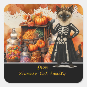 Halloween themed for Cat Lovers with candies Square Sticker