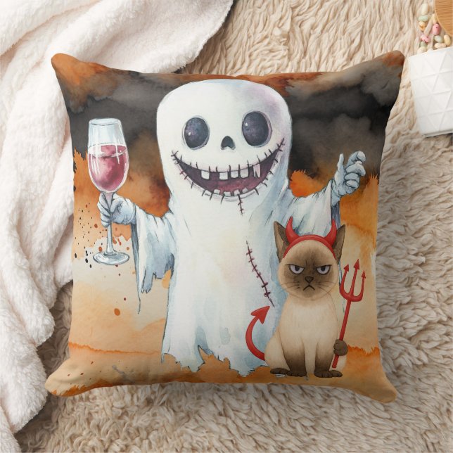 Halloween themed for Siamese Cat Lovers  Cushion (Blanket)