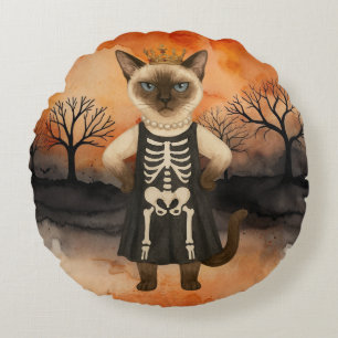 Halloween themed for Siamese Cat Lovers Round Cushion
