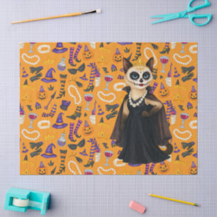 Halloween themed for Siamese Cat lovers Tissue Paper