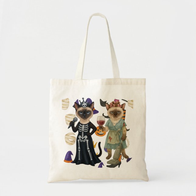 Halloween themed for Siamese Cat Lovers  Tote Bag (Front)