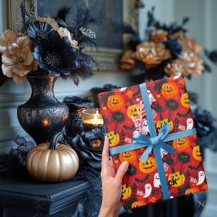 Halloween themed gift wrap with customisable name
