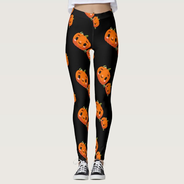 Halloween themed pumpkin pattern  leggings (Front)