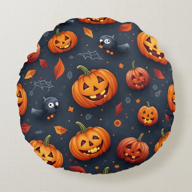Halloween-themed Round Pillow (Front)
