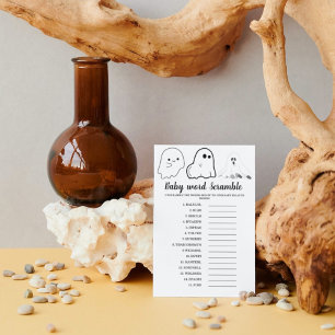 Halloween themes word scramble baby shower game