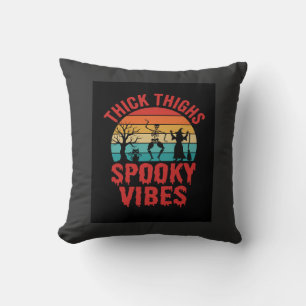 Halloween Thick Thighs Spooky Vibes Skeleton Desig Cushion