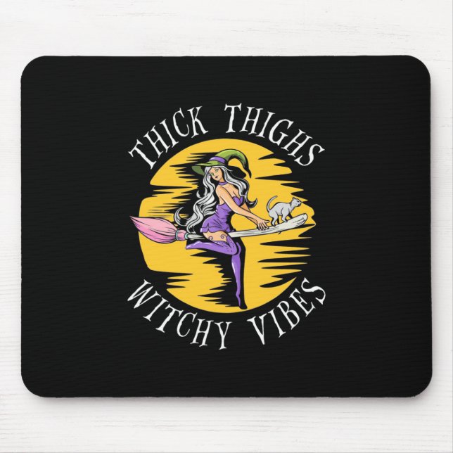 Halloween Thick Thighs Witchy Vibes Mouse Pad (Front)