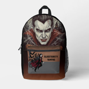 Halloween, Thirsty Vampire , Pumpkin Patch  Printe Printed Backpack