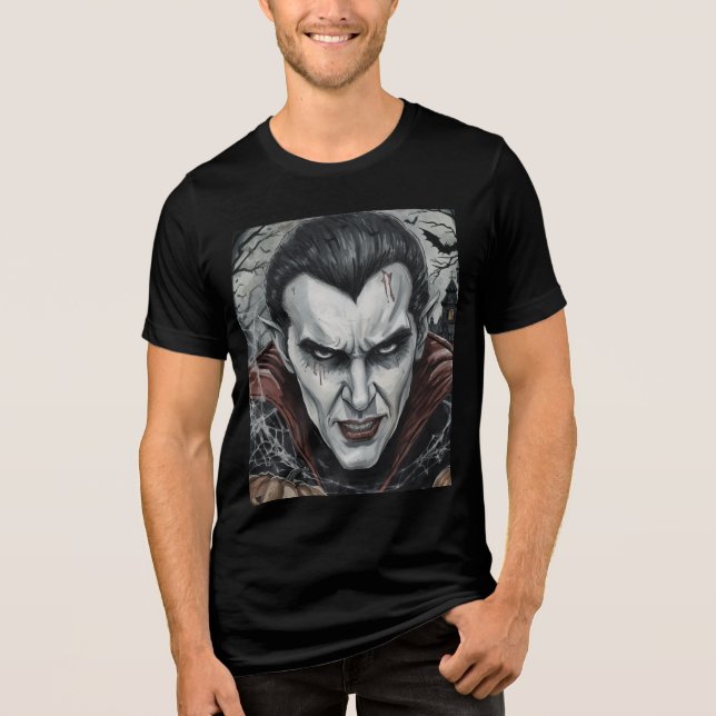 Halloween,Thirsty Vampire, Pumpkin Patch  Tri-Blend Shirt (Front)