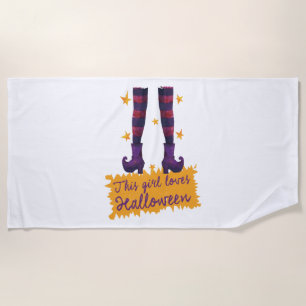 Halloween - This girl loves Halloween  Beach Towel