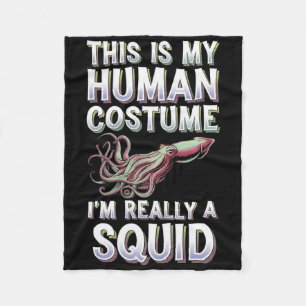 Halloween This Is My Human Costume I'm Really A Sq Fleece Blanket