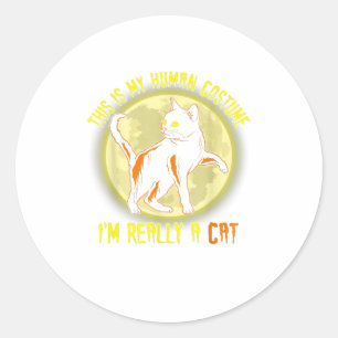 Halloween This is my Human Costume im really Classic Round Sticker