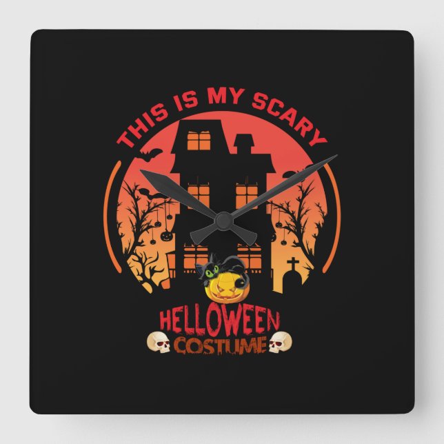 Halloween This Is My Scary Helloween Costume Square Wall Clock (Front)