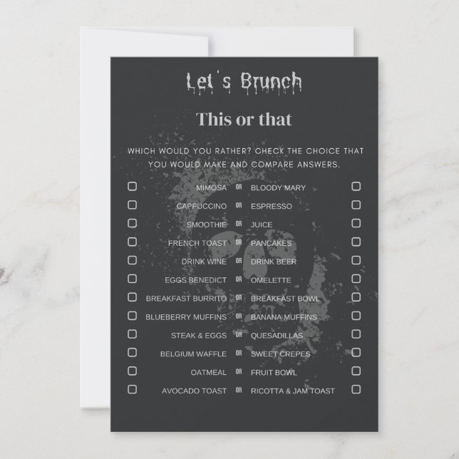 Halloween This Or That Brunch Party Game Invitation (Front)