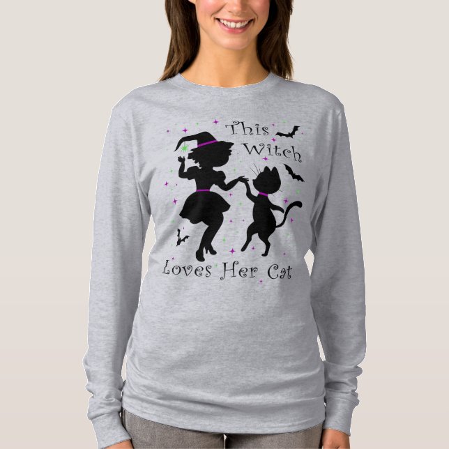 Halloween This Witch Loves Her Cat T-Shirt (Front)