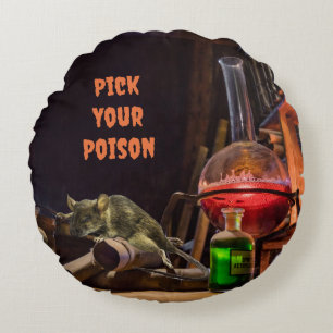 Halloween Throw Pillow, Pick Your Poison Round Cushion