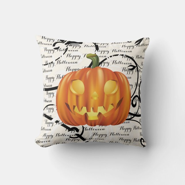 Halloween Throw Pillow-Pumpkin Cushion (Front)