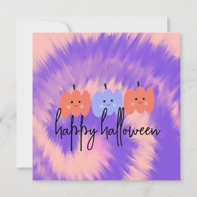 Halloween Tie Dye Pumpkin Hand Drawn Card (Front)
