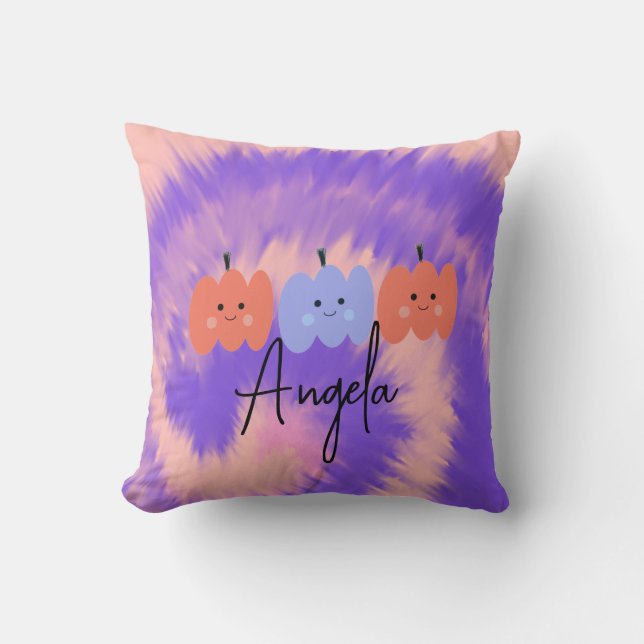 Halloween Tie Dye Pumpkin Hand Drawn   Cushion (Front)