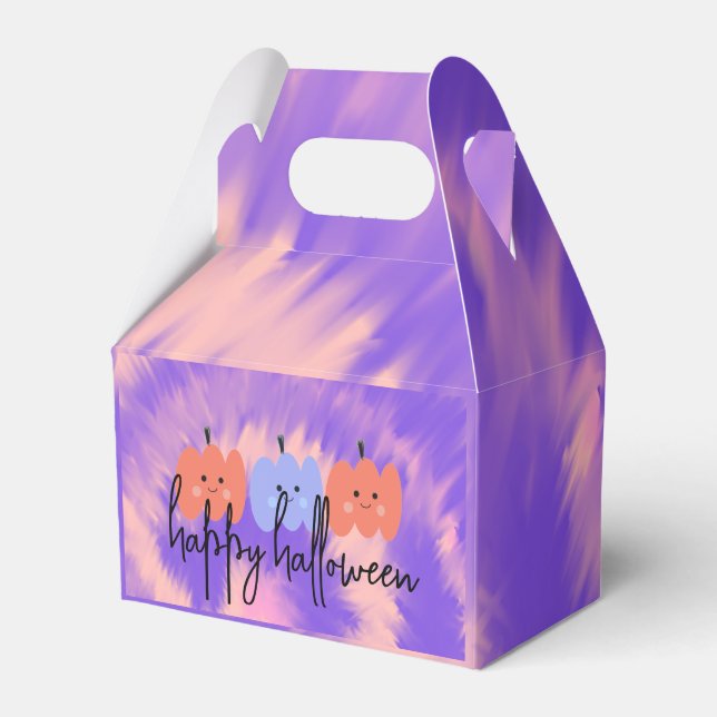 Halloween Tie Dye Pumpkin Hand Drawn  Favour Box (Front Side)