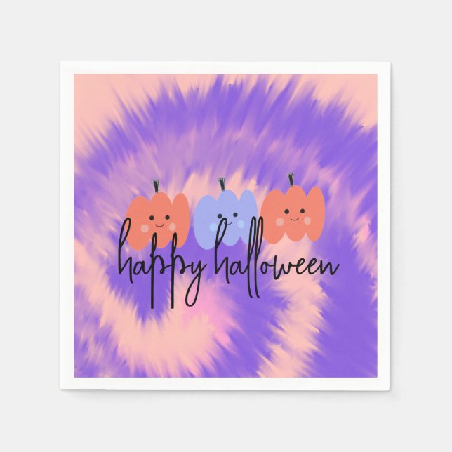 Halloween Tie Dye Pumpkin Hand Drawn   Napkin (Front)