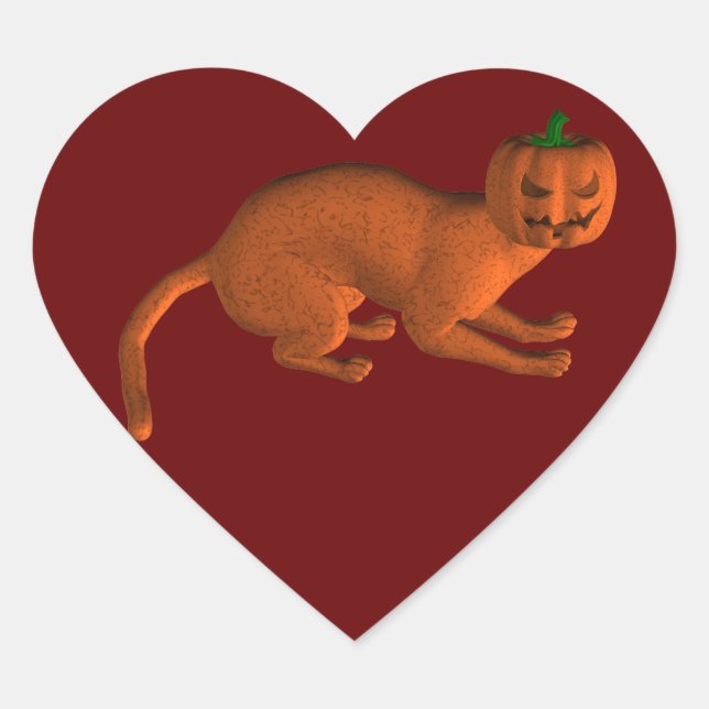 Halloween Tiger Cat Heart Sticker (Front)