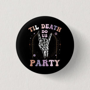 Halloween Til Death Do Us Party Retro Bachelorette 3 Cm Round Badge