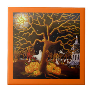 Halloween ,tile,ghosts,Jack-O-Lantern,graveyard Tile
