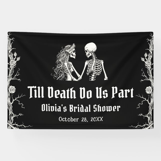 Halloween Till Death Do Us Part Bridal Shower Banner (Horizontal)