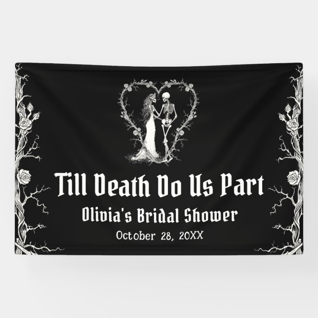 Halloween Till Death Do Us Part Bridal Shower Banner (Horizontal)