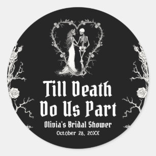 Halloween Till Death Do Us Part Bridal Shower Classic Round Sticker