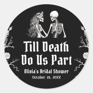 Halloween Till Death Do Us Part Bridal Shower Classic Round Sticker