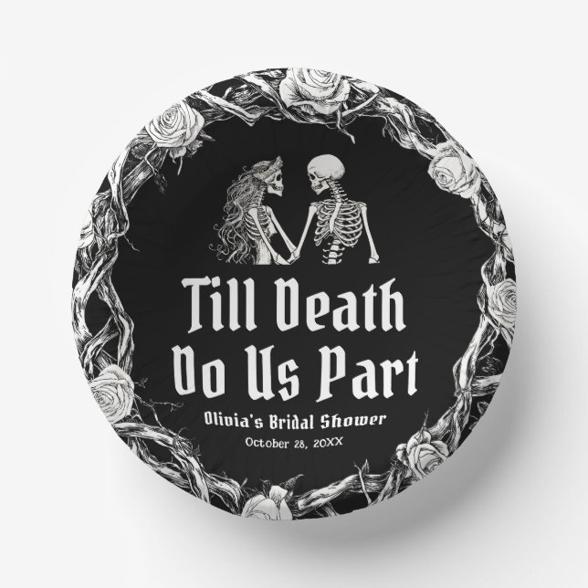Halloween Till Death Do Us Part Bridal Shower Paper Plate (Front)