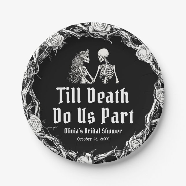Halloween Till Death Do Us Part Bridal Shower Paper Plate (Front)