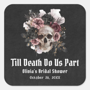 Halloween Till Death Do Us Part Bridal Shower Square Sticker